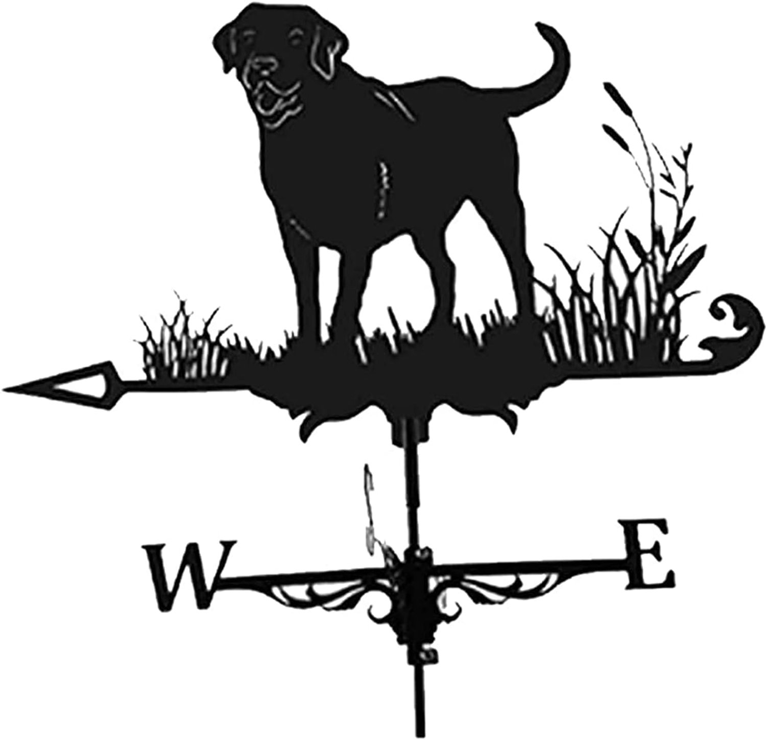 Labrador Retriever Hond Weathervane met Pijl Rvs Satijn Zwart Retriever Ornament Weerhaan Richting Indicator Tuin Stake Art Decor