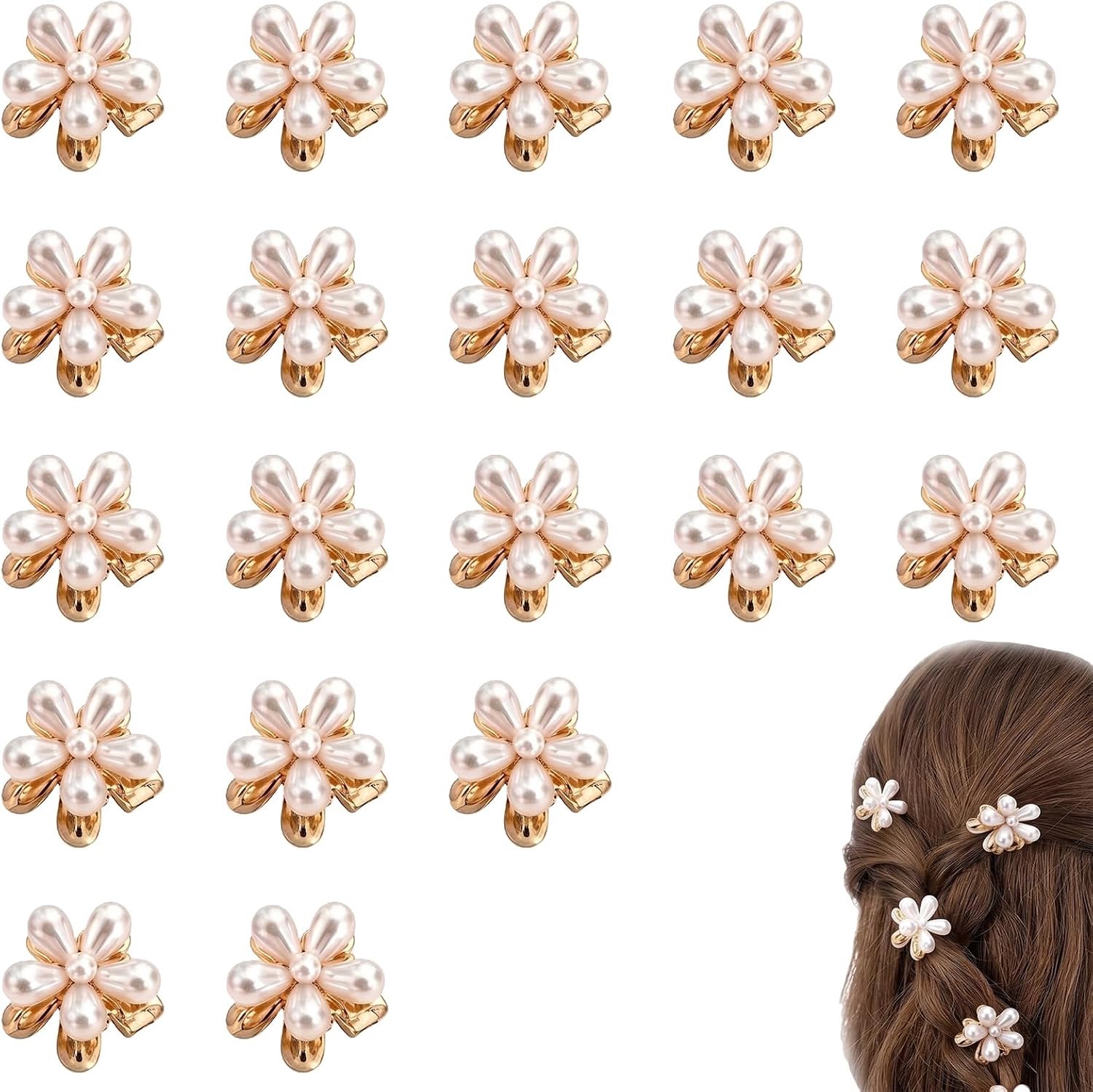 20 witte mini-haarspelden met strass, mooi accessoire voor bruidskapsels, bloemenhaarspelden