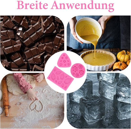 8 stuks siliconen bloemenvormen, 3D mini-bakvorm, fondant gietvorm vlinder met 1 roze druppelper, voor gelei, fondant, chocolade, ijs, kaarsen, lijm (roze) — afbeelding 5