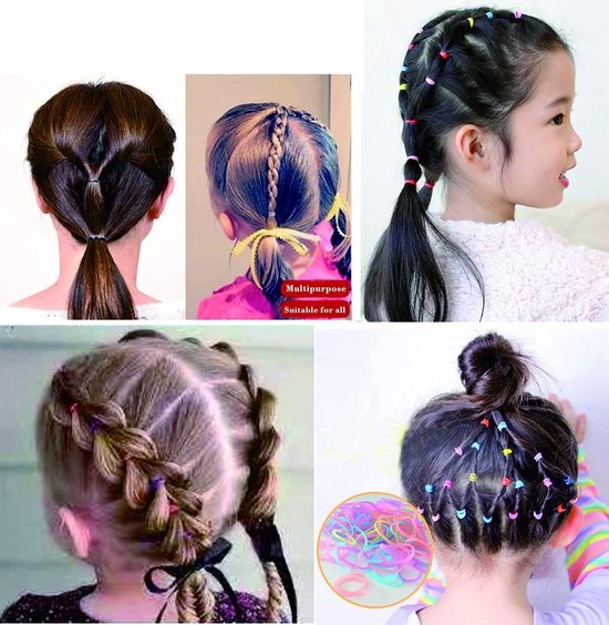 1000 stuks mini-haarelastiekjes, haarvriendelijk en elastisch, haarelastiekjes voor meisjes, kleine manenelastiekjes voor kinderen, met fijn haar, turquoise — afbeelding 3