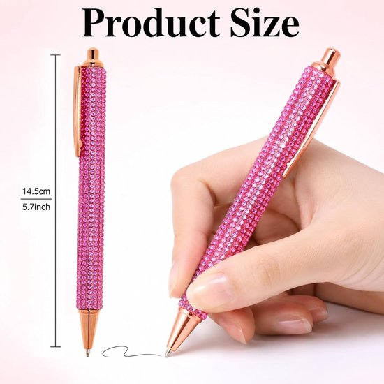 6 stuks kristallen balpen glitter balpen bling metalen pennen — afbeelding 3