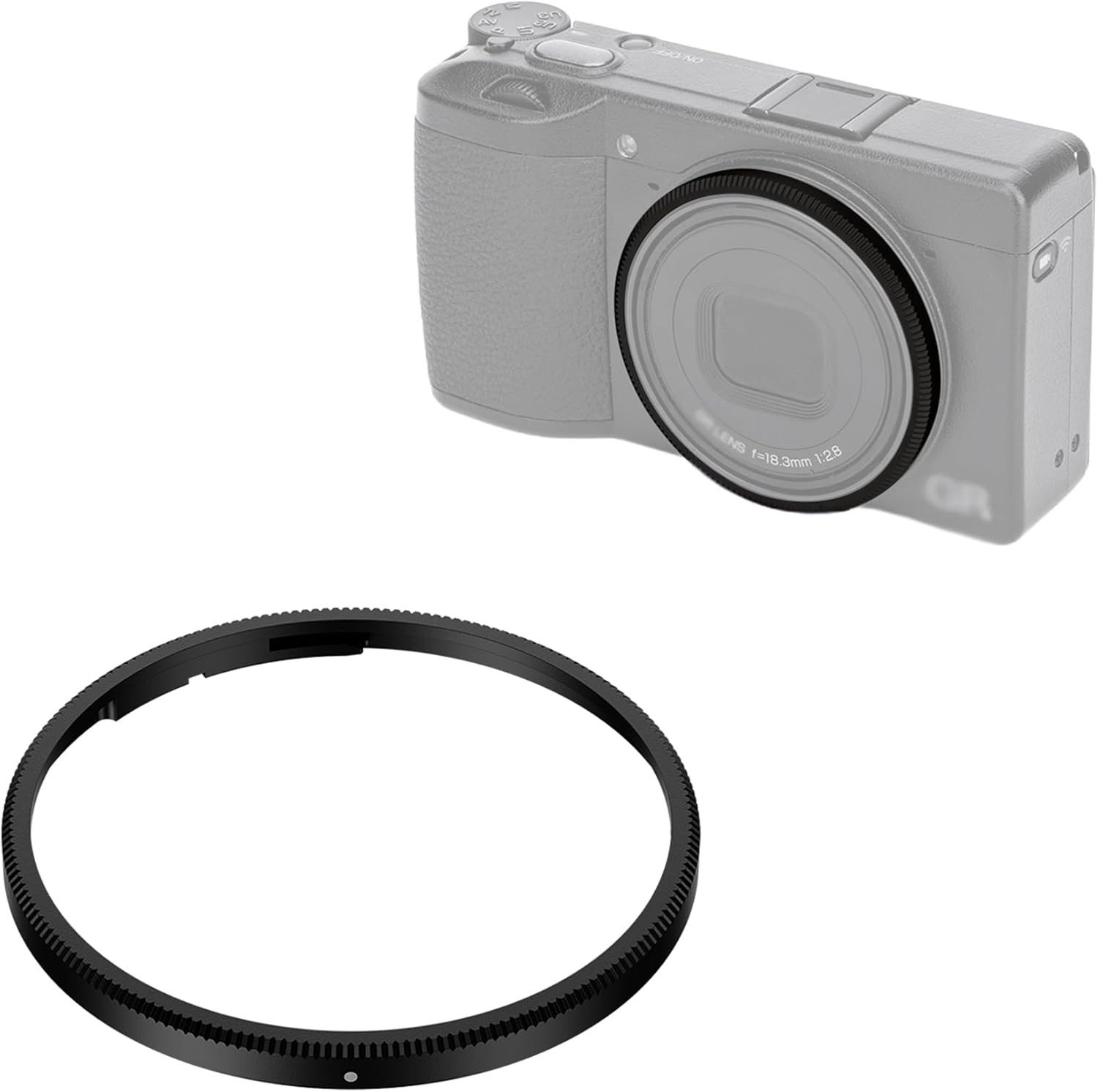 Metalen Lensdecoratiering voor Ricoh GR IV Camera - Vervangt GN-3, Zwart, Geschikt voor Fotografie, Accessoire en Bescherming