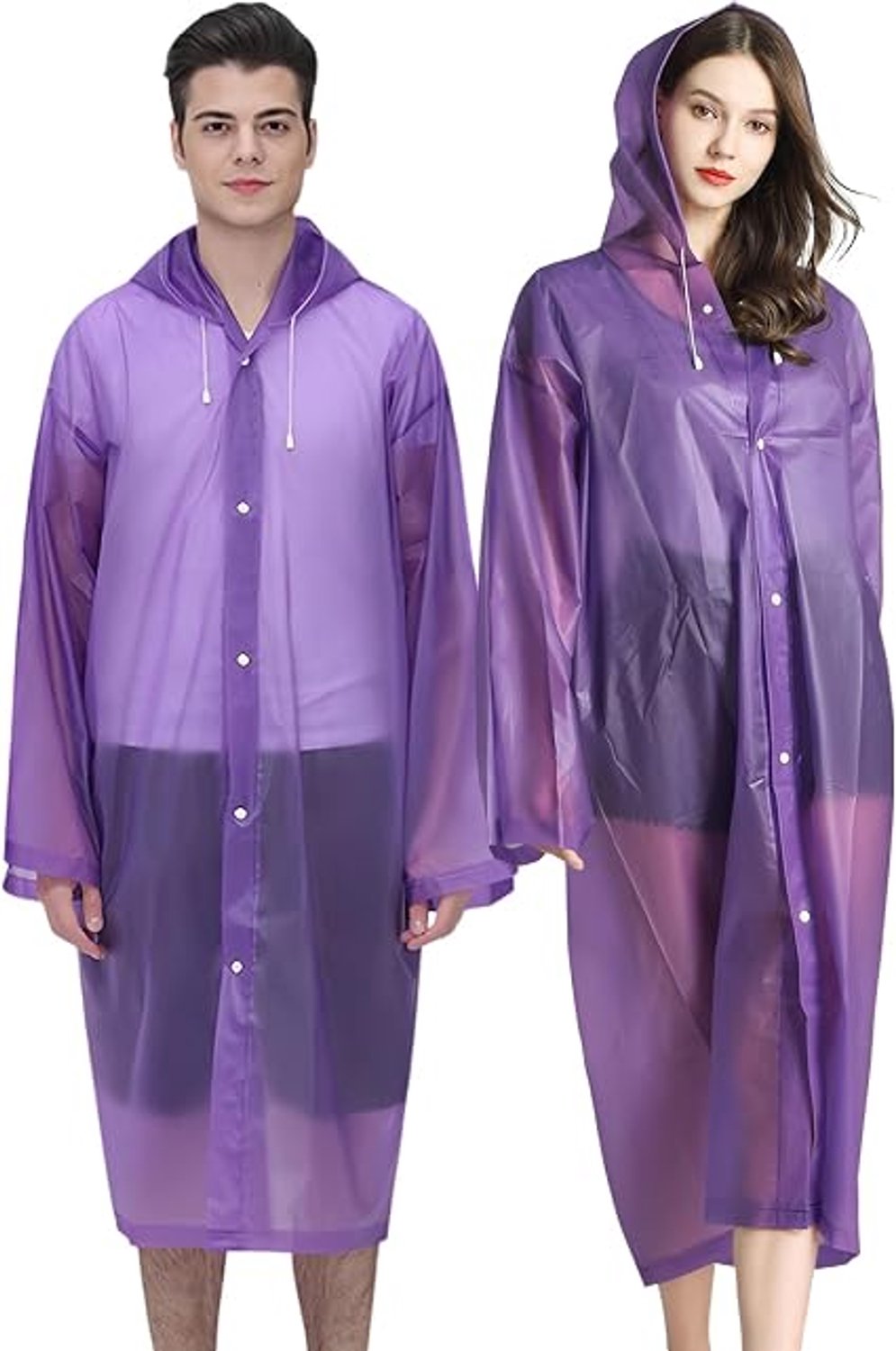 Regenponcho voor volwassenen, herbruikbaar - 2 stuks – Noodregenjas met capuchon en trekkoord voor mannen en vrouwen