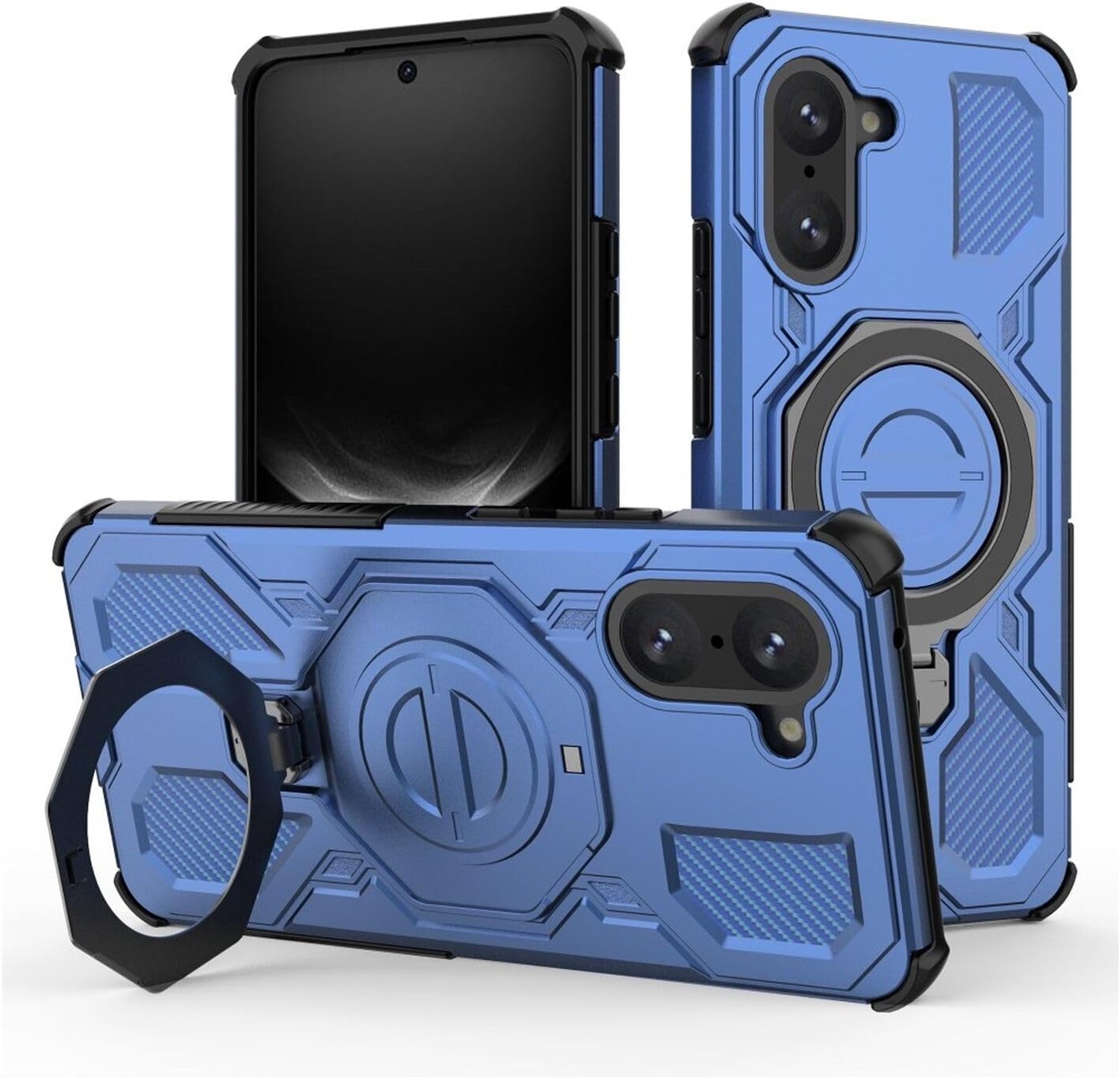 Hoesje geschikt voor OnePlus Nord CE 5 | Compatibel met MagSafe / Qi2 | 360° Draaibare Magnetische Standaard | Back Cover Kickstand Ring | Blauw