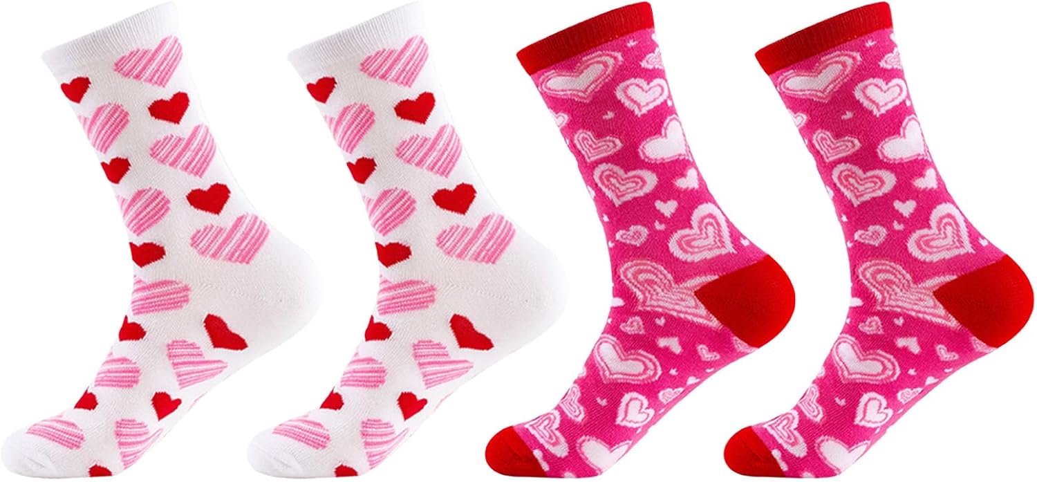 2 paar Valentijnsdag hartsokken voor dames, maat 39-42, sokken met hartjes, hartjes, sokken met hart, ideale katoenen sokken, cadeau voor vriendin, partner, vrouwen, verjaardag