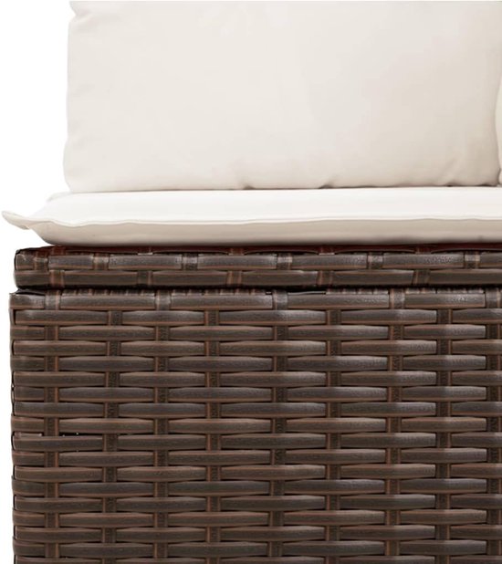 Poly rattan weerbestendig loungeset bruin crème 5 delig — afbeelding 2