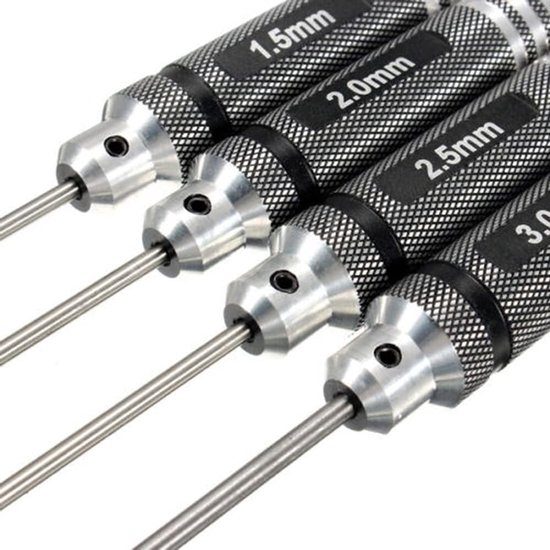 4 stuks schroevendraaiersets, zeskantige schroevendraaier-gereedschapsset voor modelbouw met kruissleutelhuls 1,5 mm / 2 mm / 2,5 mm / 3,0 mm — afbeelding 5