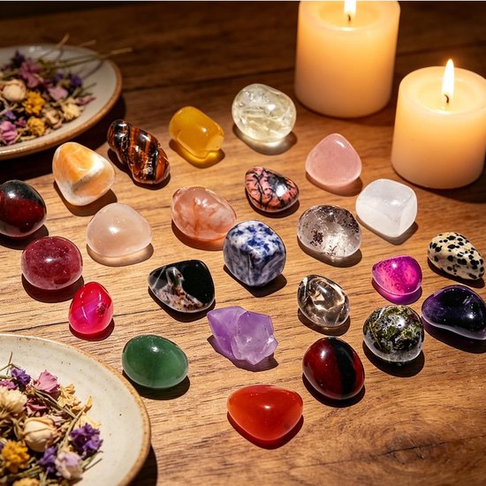 24 Stuks Edelstenen Cadeaubox - Natuurlijke Kristallen Set voor Kinderen - Healing Stones Collectie Verrassingsdoos - Verjaardagscadeau voor Jongens en Meisjes — afbeelding 3