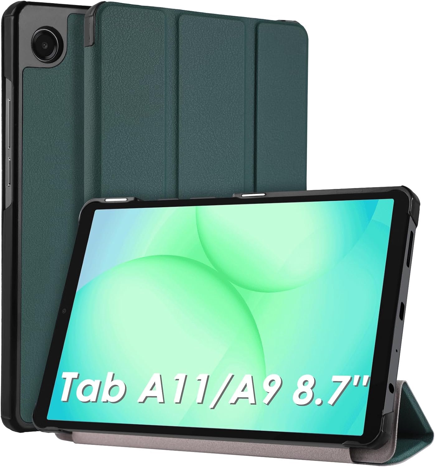 Hoesje compatibel met Samsung Galaxy Tab A11 / A9 8,7 inch (8,7 inch), ultradun, slim lederen hoesje met standaardfunctie, compatibel met Samsung Galaxy Tab A11 / A9 8,7 inch tablet, groen