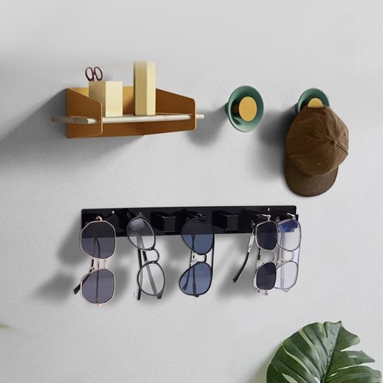4 stuks acryl zonnebril organizer, wandgemonteerde glazen displayhouder zwarte bril opknoping organizer meerdere brillen rek voor brillen muur woondecoratie — afbeelding 2