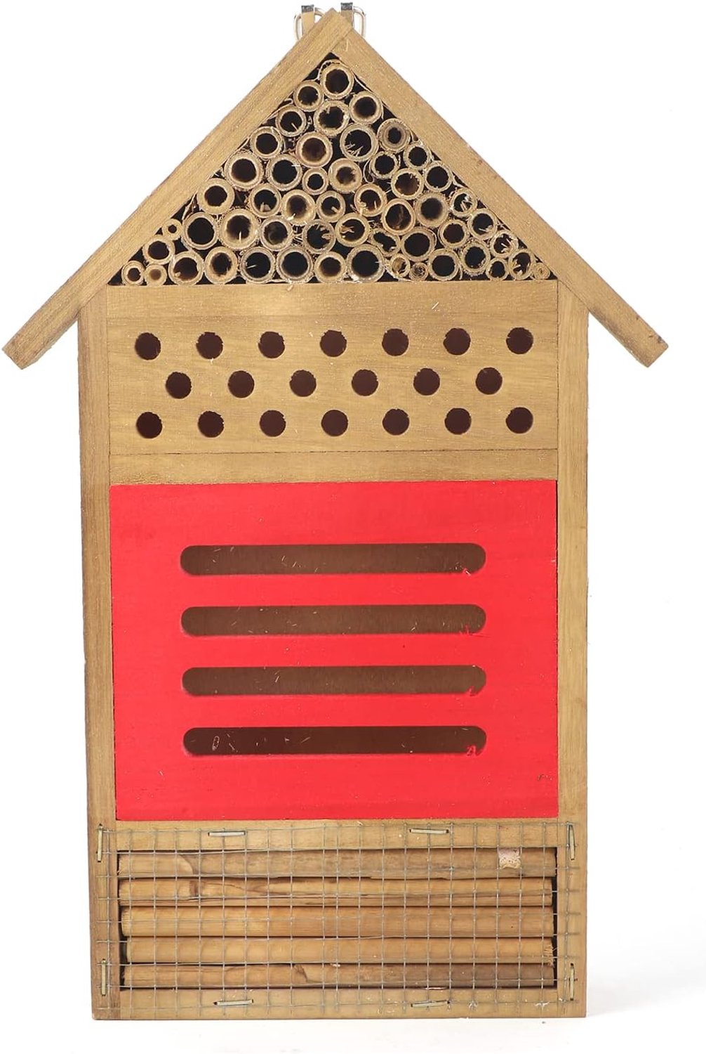Houten bijen huis bug hotel schuilplaats tuindecoratie nesten doos moedigt bijen en en aan om te leven en nestelen in je tuin gemaakt van platane houten kleur zoals getoond maat