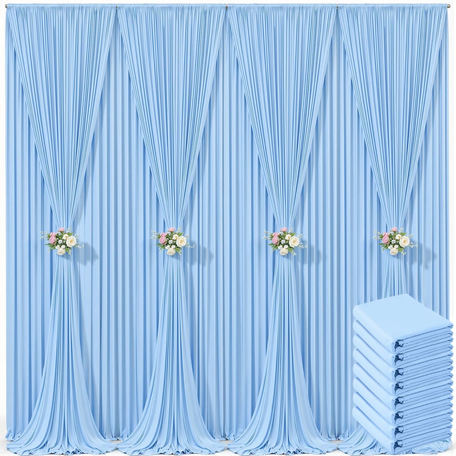 8 panelen babyblauwe achtergrond gordijn voor babyborrel partijen lichtblauw kreukvrij 40 ft x 3 m achtergrond gordijnen voor verjaardag foto geslacht onthulling fotografie polyester stof achtergrond