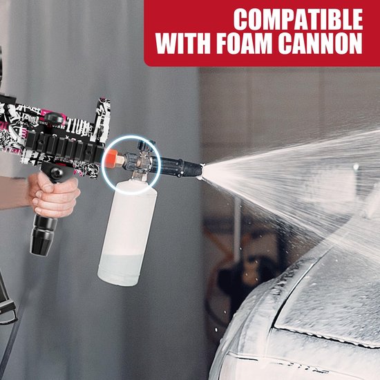 MP5 Hogedrukreinigerpistool met draaibare en 4 spuitmonden, 3600 PSI hogedrukspuitpistool met 1 cm snelkoppelstekker, draaibaar pistool compatibel met schuimkanon, accessoires voor powerwasher (paars) — afbeelding 3