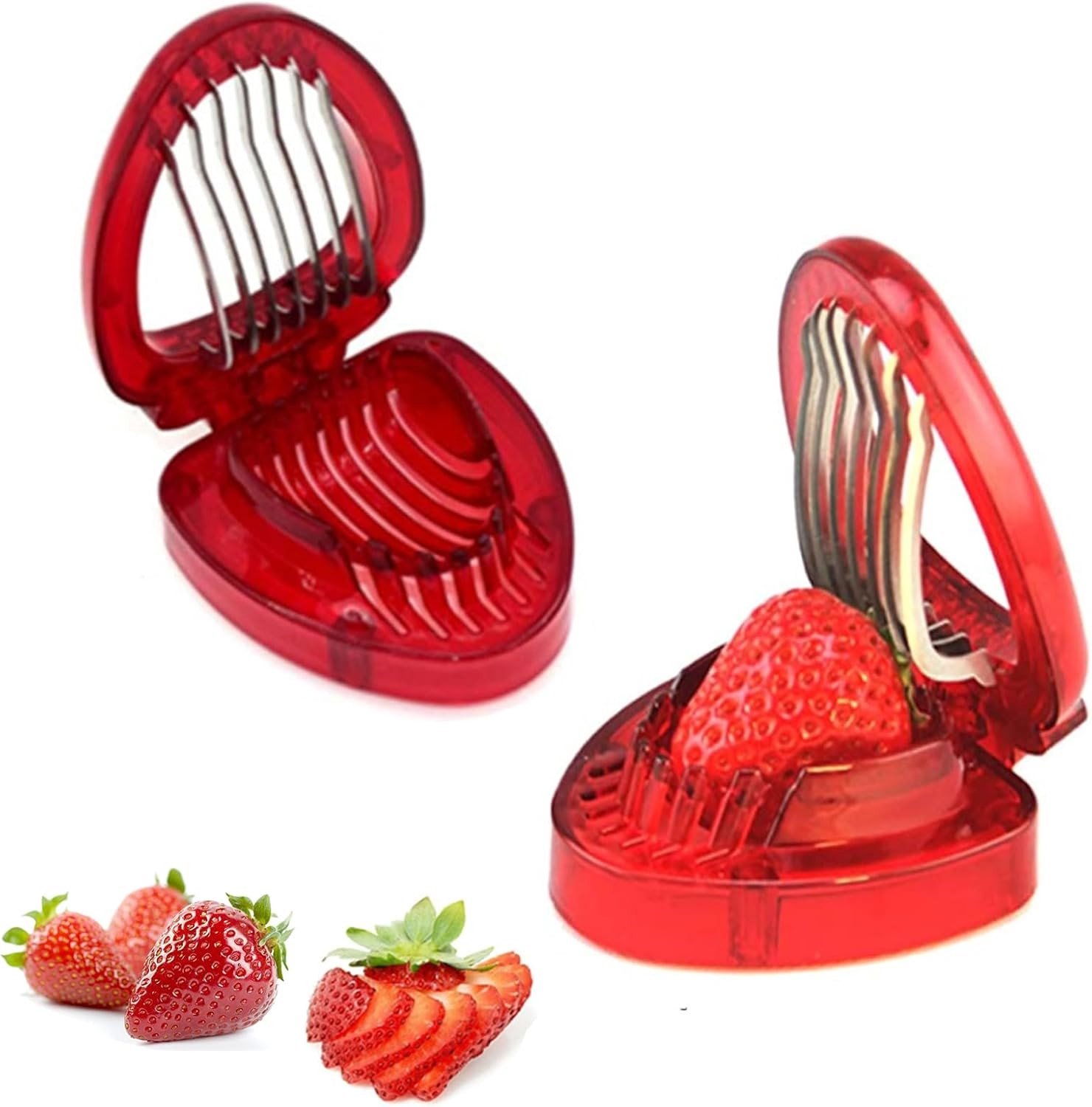 Set van 2 Aardbeien Snijders - Aardbeien Cutter en Slicer voor Keuken Fruitverwerking en Perfecte Aardbeienplakjes