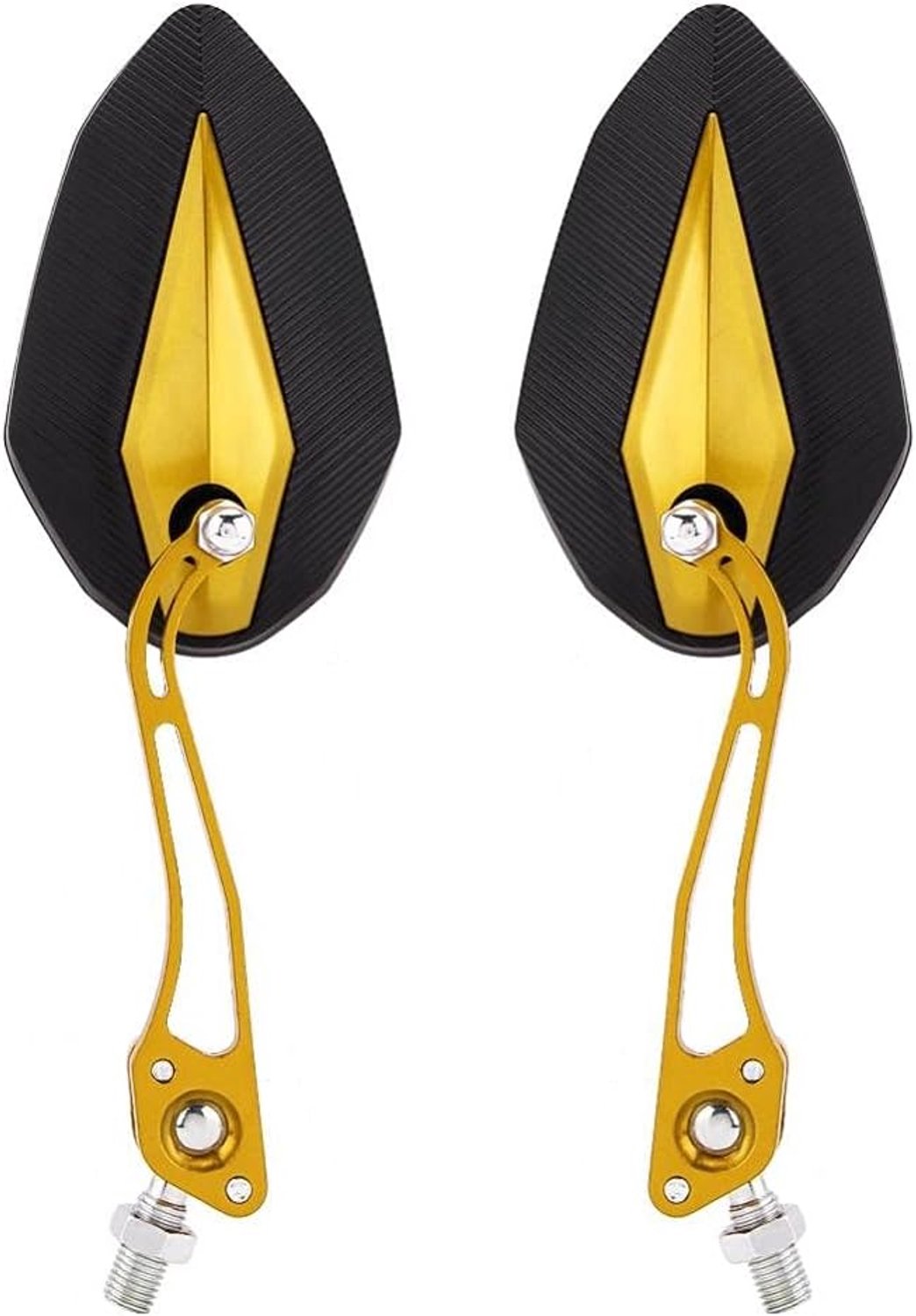 1 paar universele motorfiets spiegels, Keenso roestvrij aluminium zijspiegels verstelbare motorfiets scooter 10mm 8mm (geel)