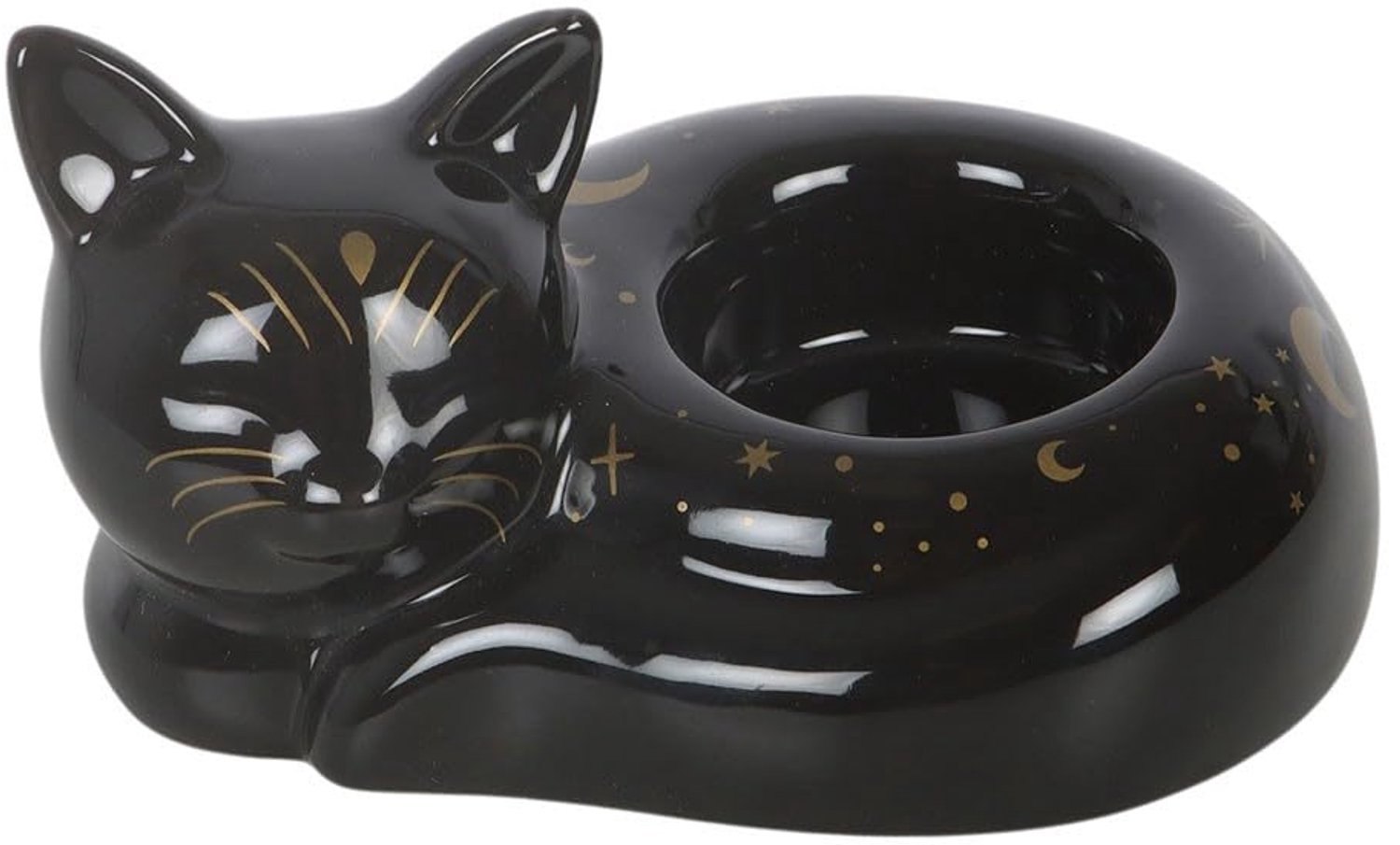 Zwarte kat Magick gekrulde kat theelichthouder - Decoratieve theelicht kaars houder - ShopVlot