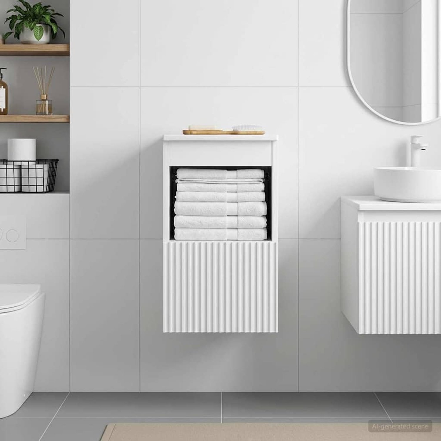 Witte badkamerkast van houtmateriaal 30 x 44,5 x 50 cm