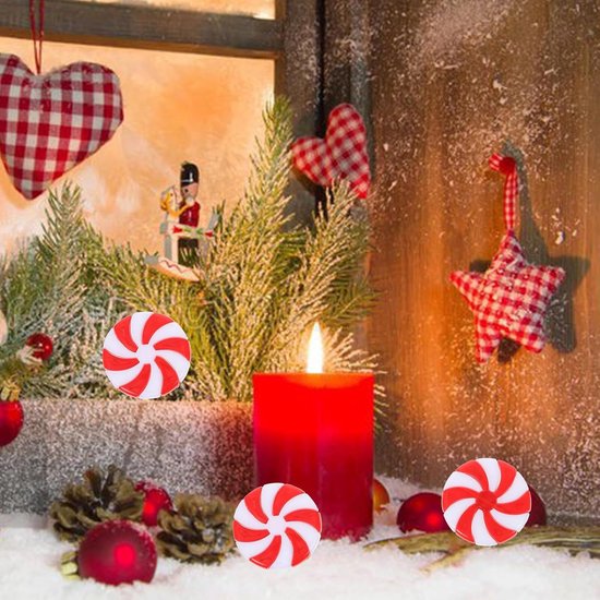50 Stuks Kerstdecoratie Kerstboom Hanger Decoratie Folie Ronde Zuurstok Kerst Ovaal Zoet Nep Kerstversieringen DIY Ornament Snoepjes — afbeelding 4