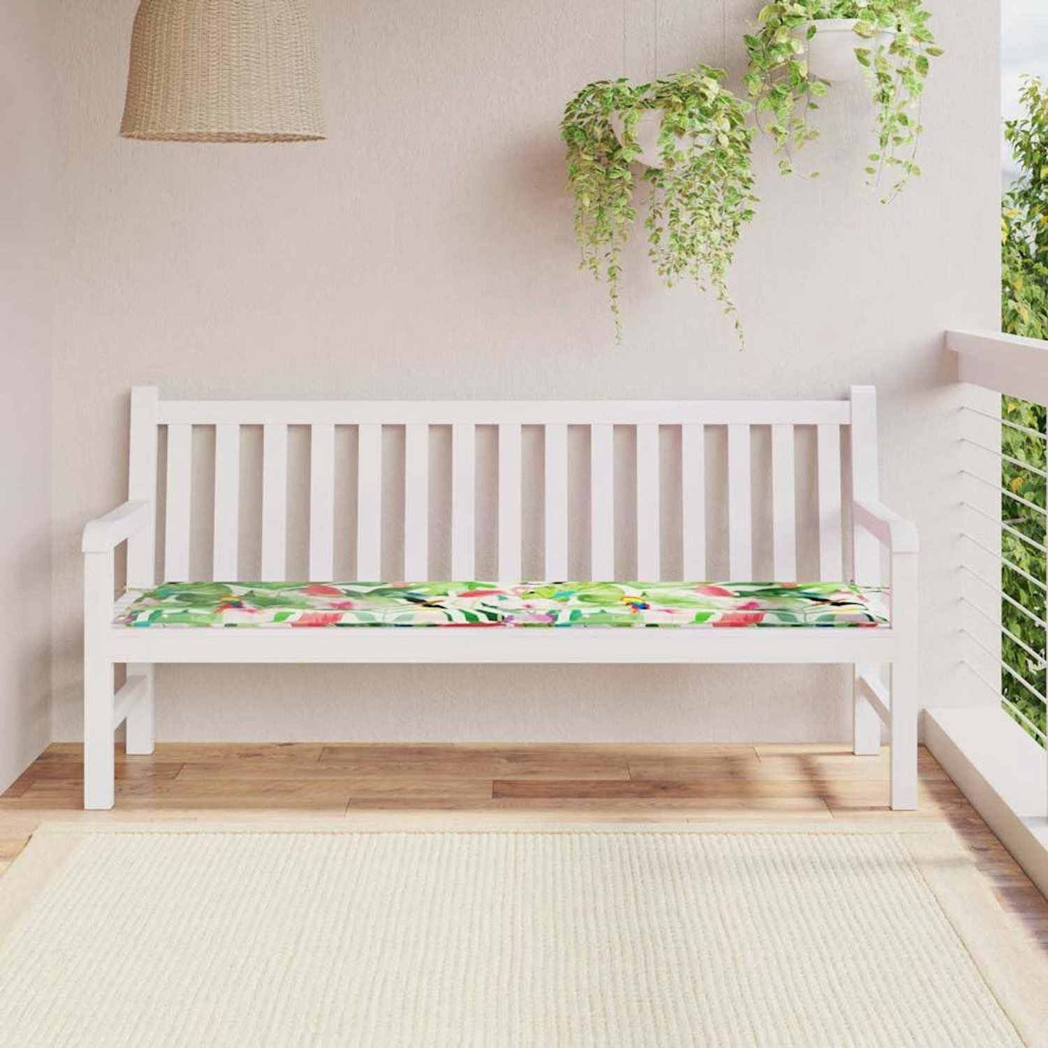 Bankkussen, bloemenpatroon, meerkleurig, 150 x 50 x 3 cm, Oxford-stof met polyurethaanschuim, modern design zitkussen voor woonkamer en tuin, duurzaam bankkussen met bloemen