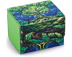 UAONO Deck Box voor MTG-kaarten, PU lederen kaart opbergdoos houdt 120+ mouwen Commander Deck met 2 verdelers