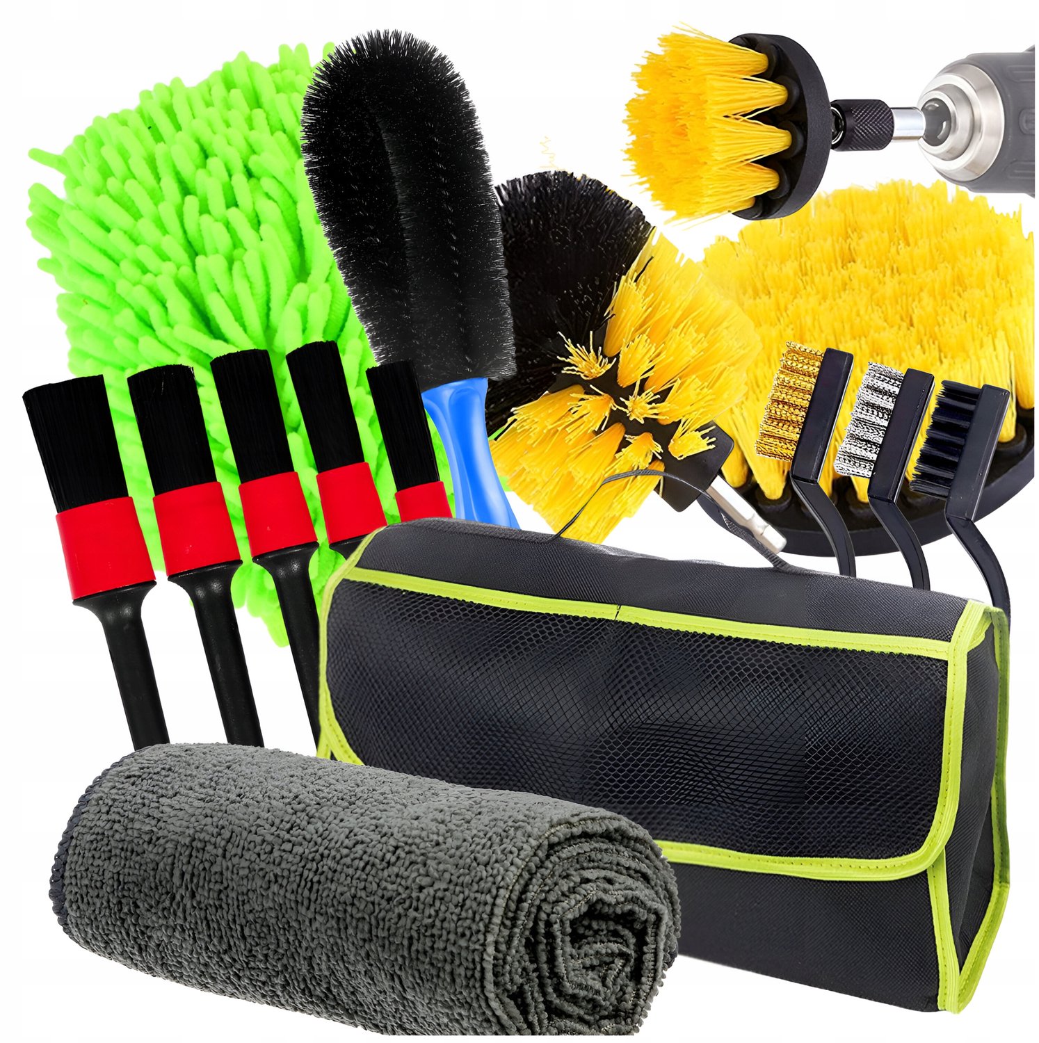 15-delige Autodetailing Set: Reinigingsborstels & Accessoires