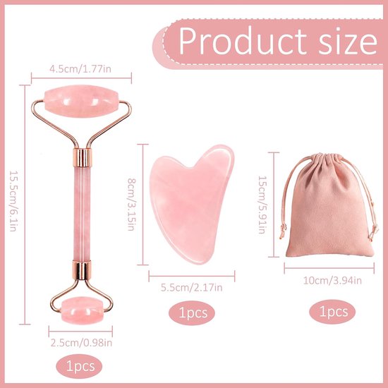 2 stuks Gua Sha en hars roller, Guasha voor gezicht, Gua Sha roze lichaam — afbeelding 2