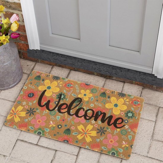 Voenkca Welkom-deurmat lente-bloemen voordeur-mat buiten-ingang — afbeelding 2