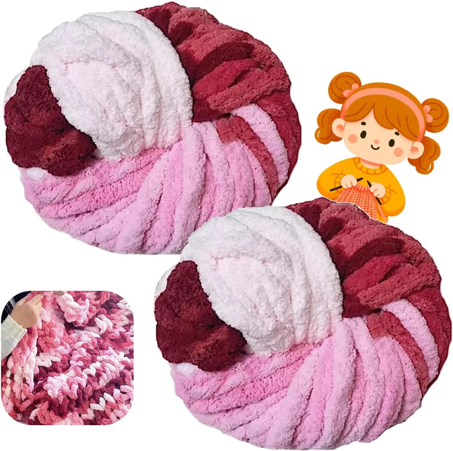 Dikke wolgaren, 500 g (250 g x 2) ca. 54 m,XXL grof gebreid, zacht wolgaren voor breien, wol voor haken en breien, sjaalmuts (A31 Xiahong)