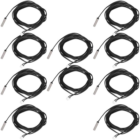 10 stuks thermistor temperatuursensor sonde hoge precisie 5 mm x 25 mm cilindrische kop met 2 m kabel voor industriële HVAC automotive toepassingen PVC-materiaal (10K B3950) — afbeelding 5