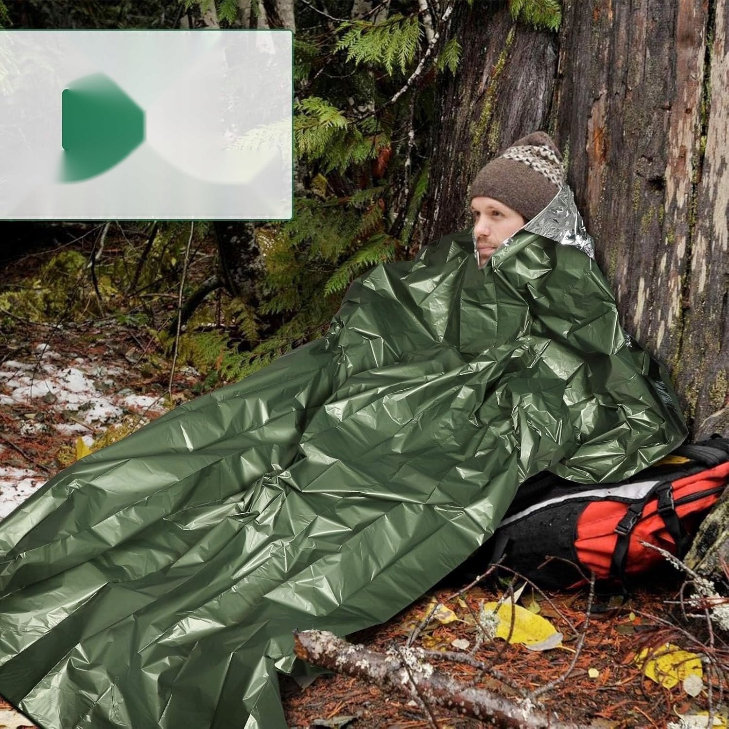 Noodzakken 2 stuks groen waterdicht met fluitje voor survival