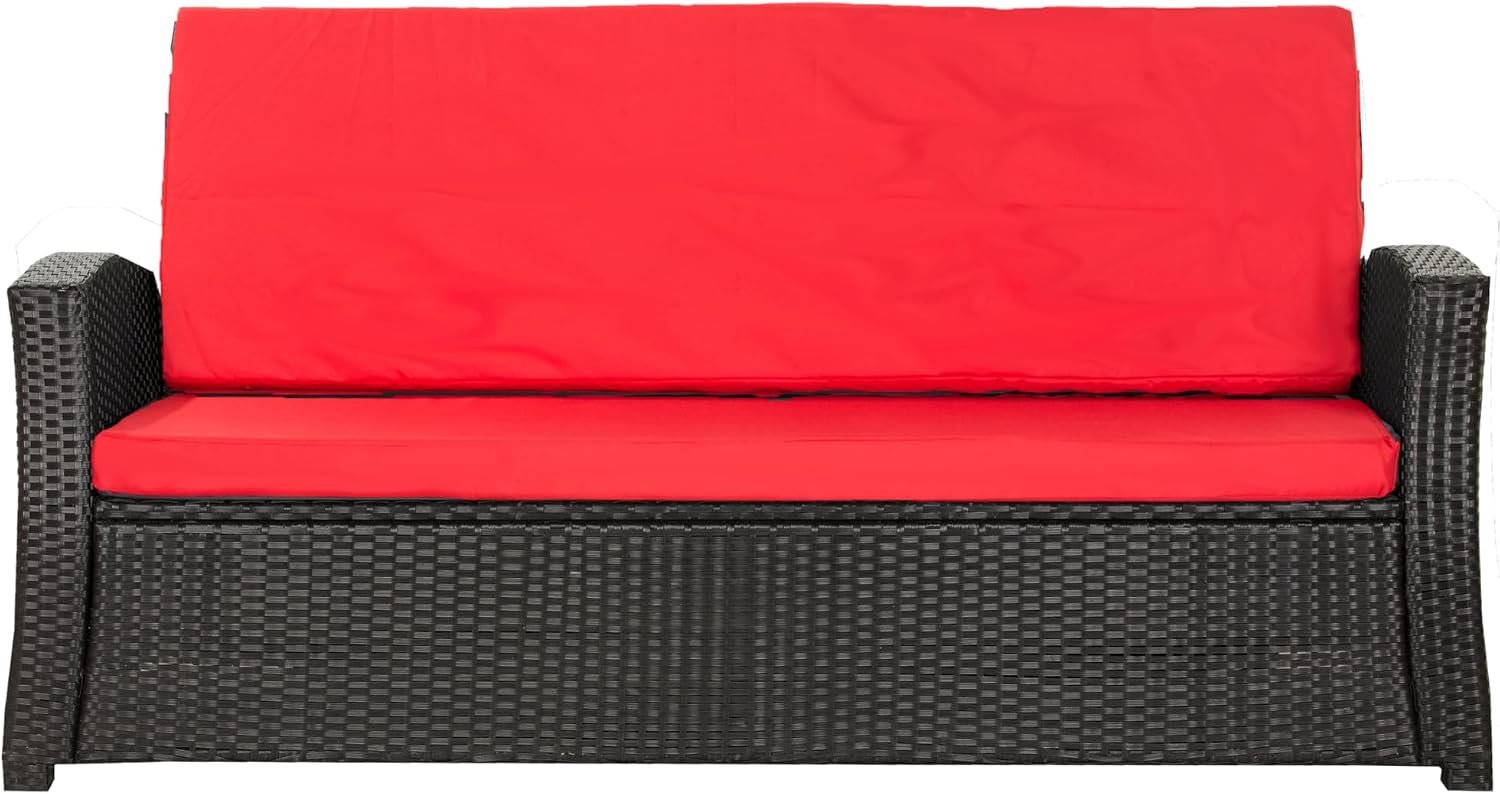 Bankkussen Polyrotan Tuinbank Zitkussen, Comfortabele zitkussens voor tuinbanken – perfecte kussens voor uw tuinsofa of uw schommelbank (Rood, 150x60x50 cm)