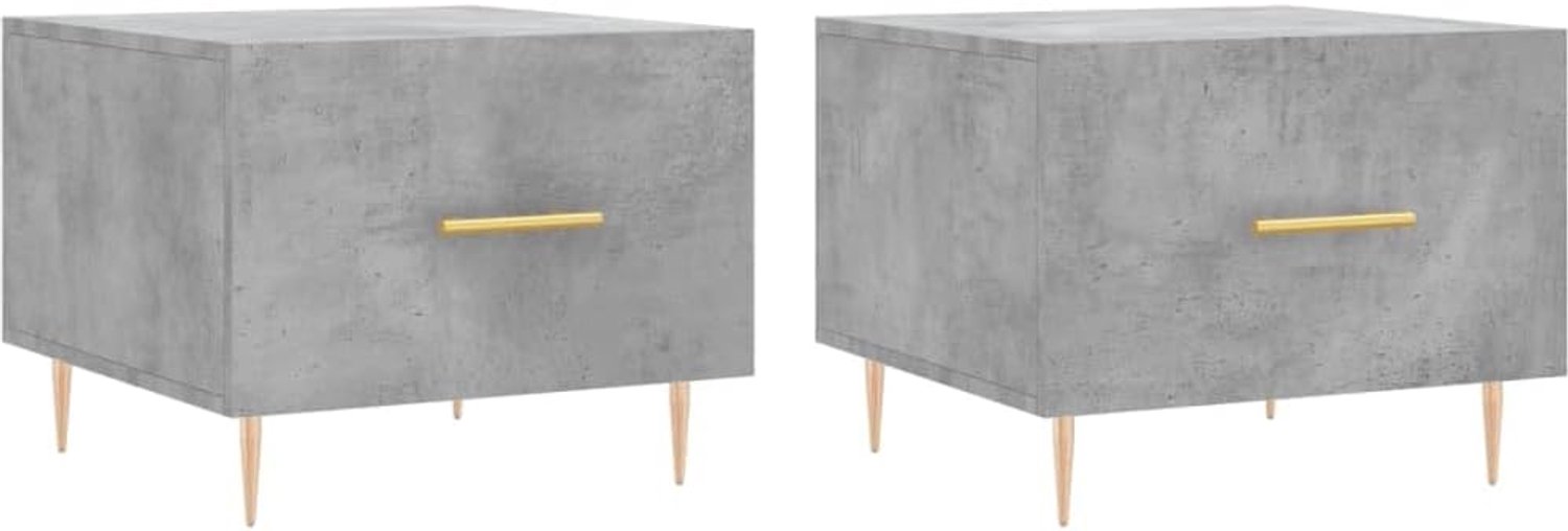 Salontafel 2 STK. Wit 50x50x40 cm houtmateriaal met lade, witte salontafel met ijzeren poten, houtmateriaal met opbergruimte en robuust tafelblad