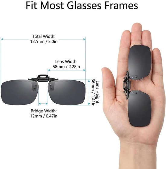 4 stuks clip-on zonnebrillen voor brillen op sterkte, gepolariseerde flip-up zonnebril UV400 anti-schittering rijbril voor mannen vrouwen, zwart frame grijze lens en gele lens voor autorijden — afbeelding 5