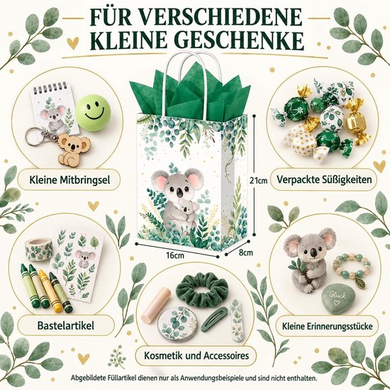 12 stuks koala-geschenkzakjes, verjaardag, papieren zakjes — afbeelding 2