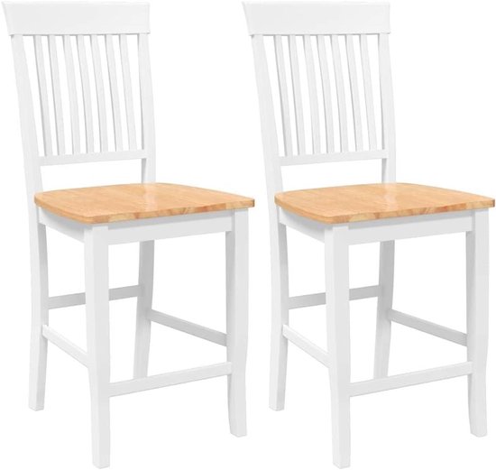 2 stuks barkrukken, wit, massief hout, rubberen boom met rugleuning, ergonomisch design voor eetkamer en woonkamer, duurzame stabiele kruk, natuurlijk materiaal — afbeelding 5
