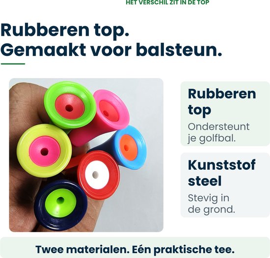 Golf Tees Kunststof 83mm - 30 Stuks Plastic Golf Tees Multicolor - Duurzame Rubber Top - Golf Accessoires - Herbruikbare Tee - Stripe bij GolfGigant van Merkloos — afbeelding 2