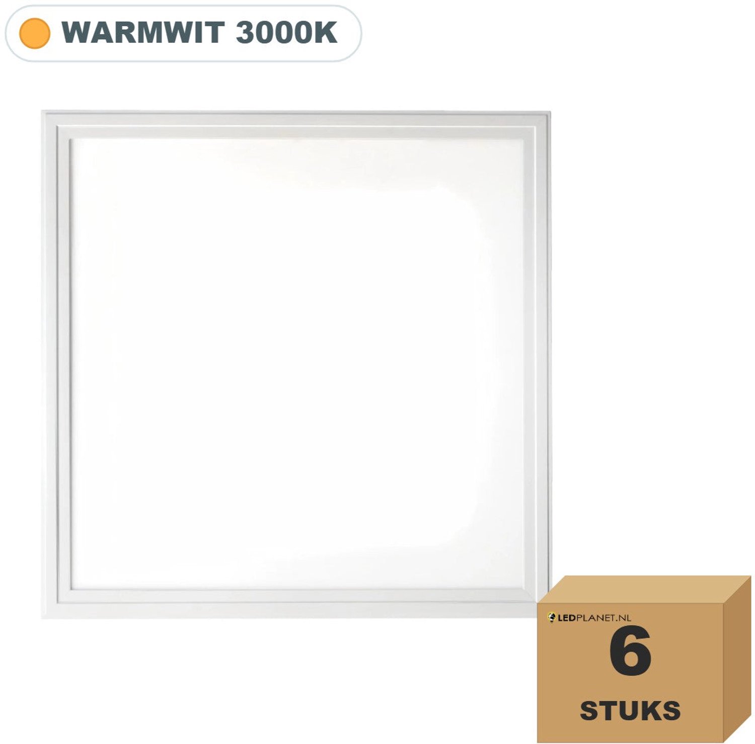 Tsong LED paneel 62x62 cm 11mm - 6 stuks - 40W - Warmwit 3000K - 4400 lm - UGR
