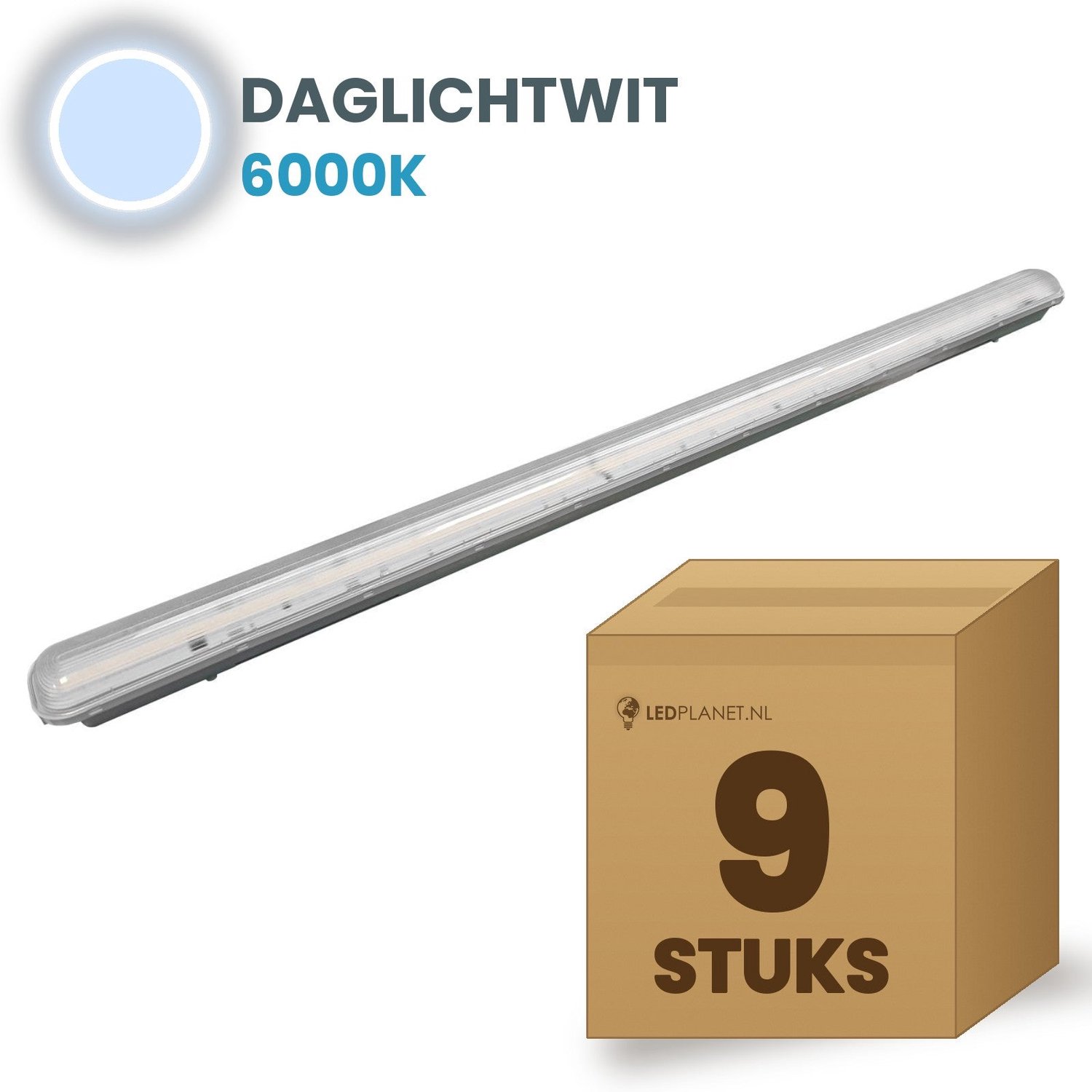 Tsong TL armatuur Tri Proof 1200mm 9 stuks - 25W 5000lm - Daglichtwit 6000K - Koppelbaar - IP65 - 230V