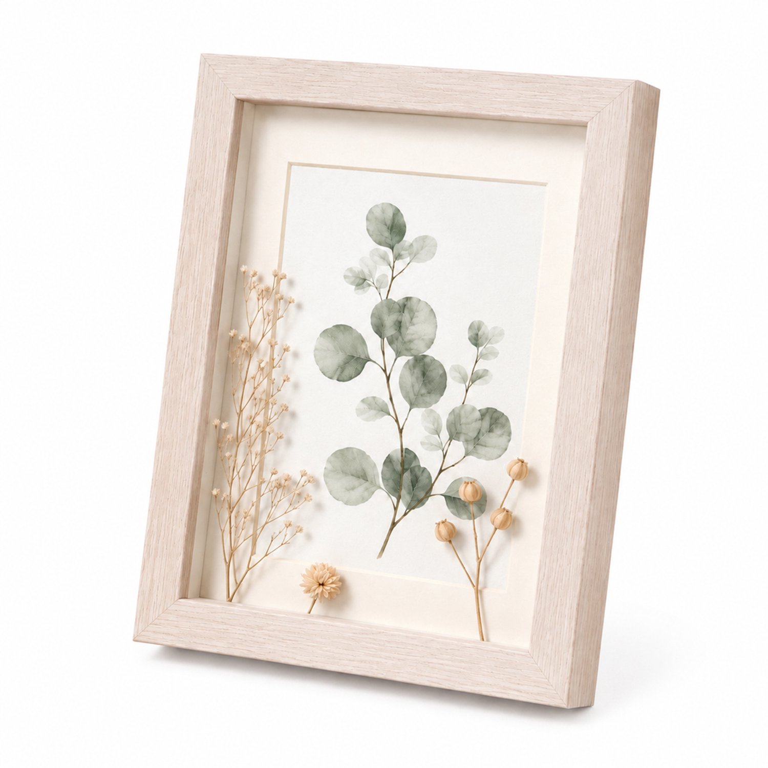 SWGOTA MDF-fotolijst in wit eiken kleur, 6 x 8 inch (15,2 x 20,3 cm), 2 cm binnenruimte, met glas en decoratieve afbeelding