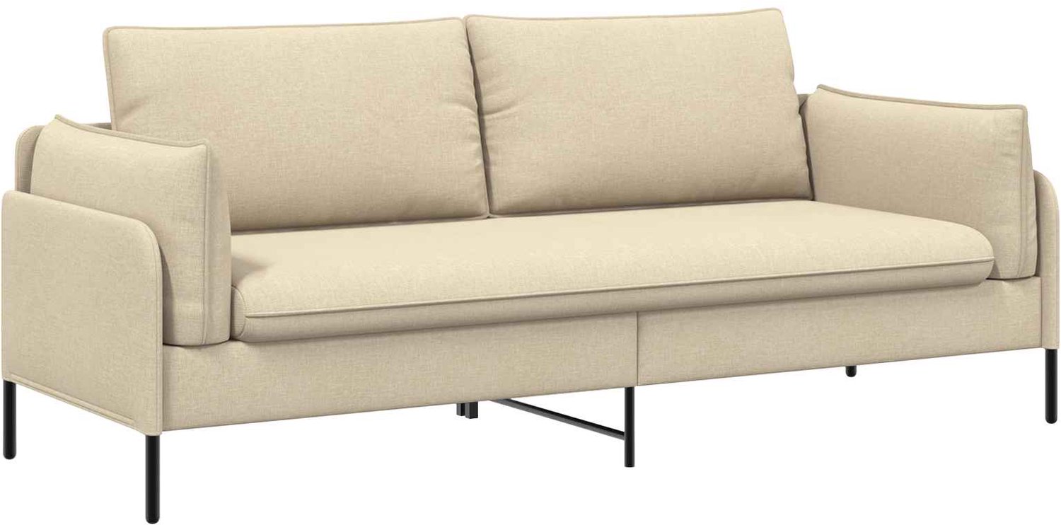 vidaXL 3-Zits - Sofa - Crèmekleurig - 222 - x - 81 - x - 89 - cm - Stof