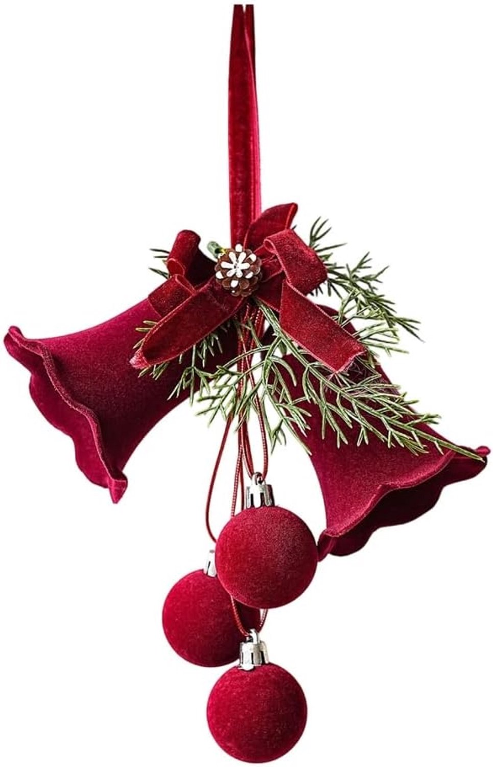 Zachte, fluweelachtige kerstboomhanger met strik