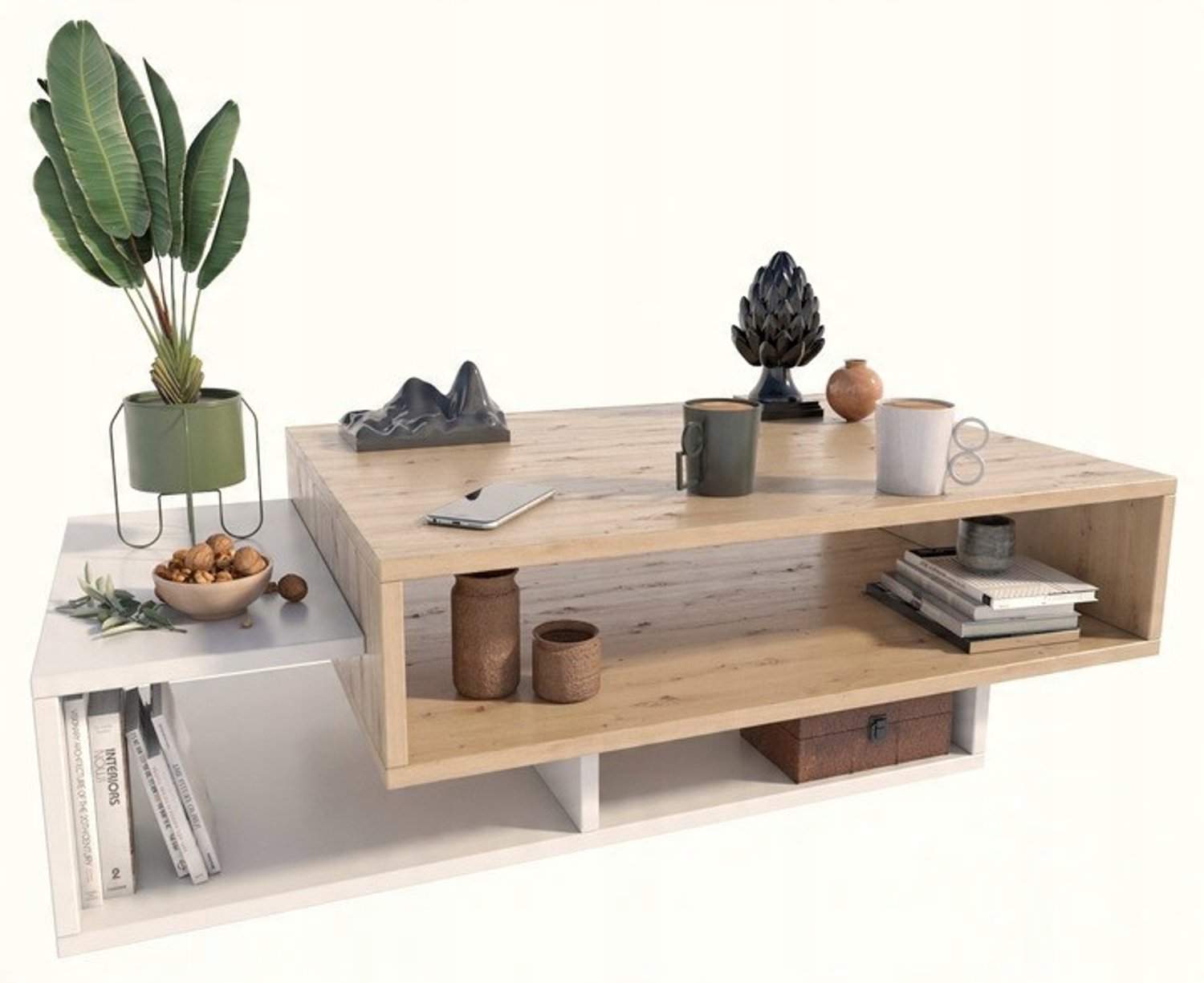 Per La Vita Sara - Salontafel - Artisan-eiken en wit - 100 x 50 x 34 cm