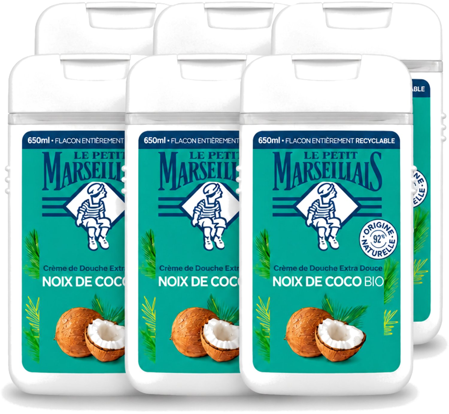 6 x Le Petit Marseillais – Douche & Bad – Coco – 650 ml - Voordeelverpakking - 6 stuks