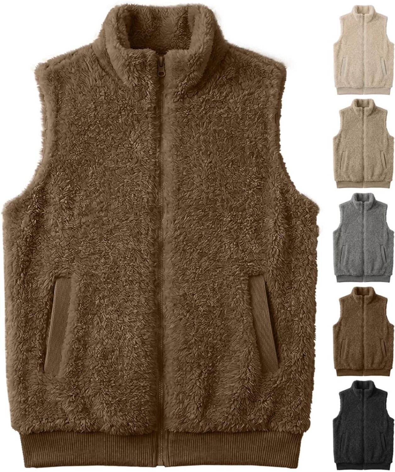 Teddy fleece vest met staande kraag