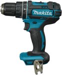 Makita accuklopboormachine met verstelbare kop, zwarte handgreep en blauwe behuizing.