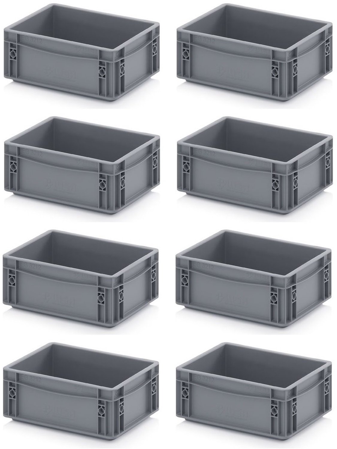 Euro Container Set van 8 - 30 x 20 x 12 cm - Grijs