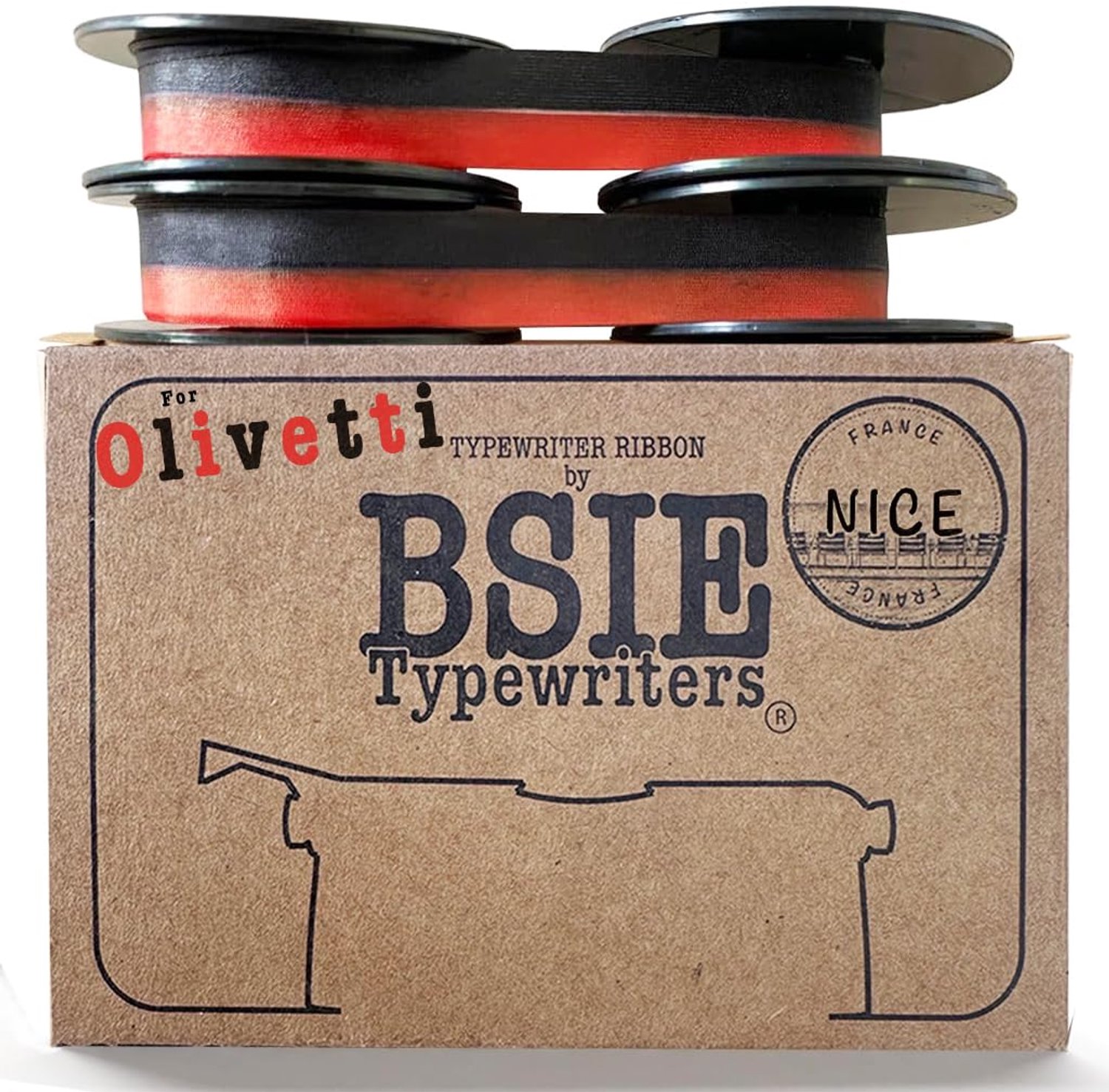 Ribbon voor typemachines - Dubbelpack zwart en rood voor Olivetti
