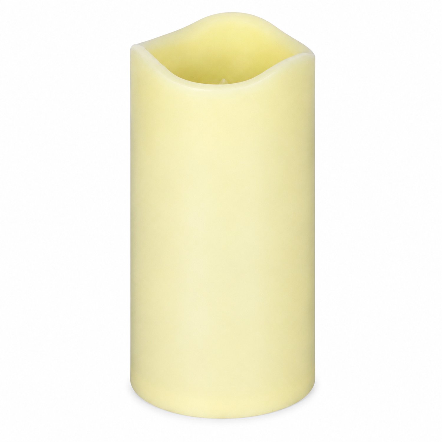 led kaarsen - Beige LED-kaars met timer, 14,5 cm hoog, diameter 7,5 cm, golvende bovenrand, voor binnendecoratie, zonder batterijen