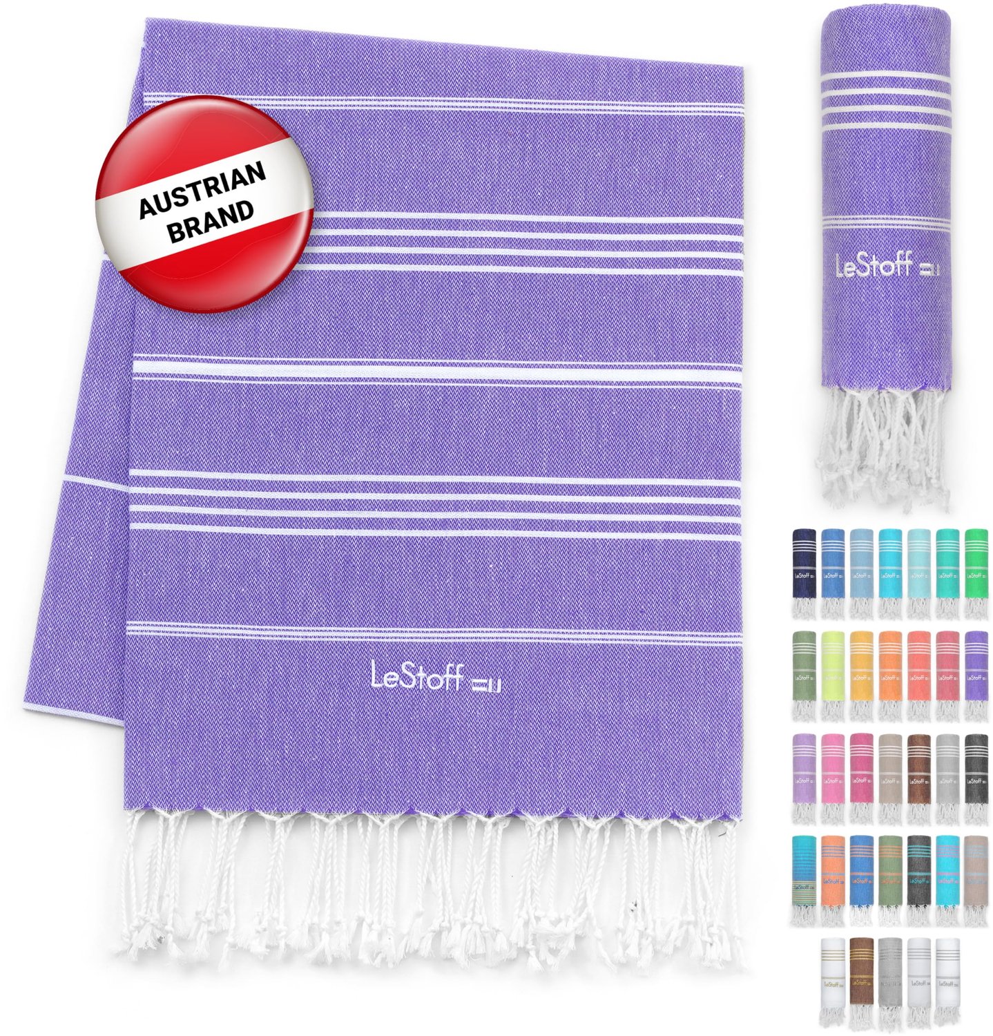 Hammam Handdoek van 100% Biologisch Katoen, 95x180 cm, Violet