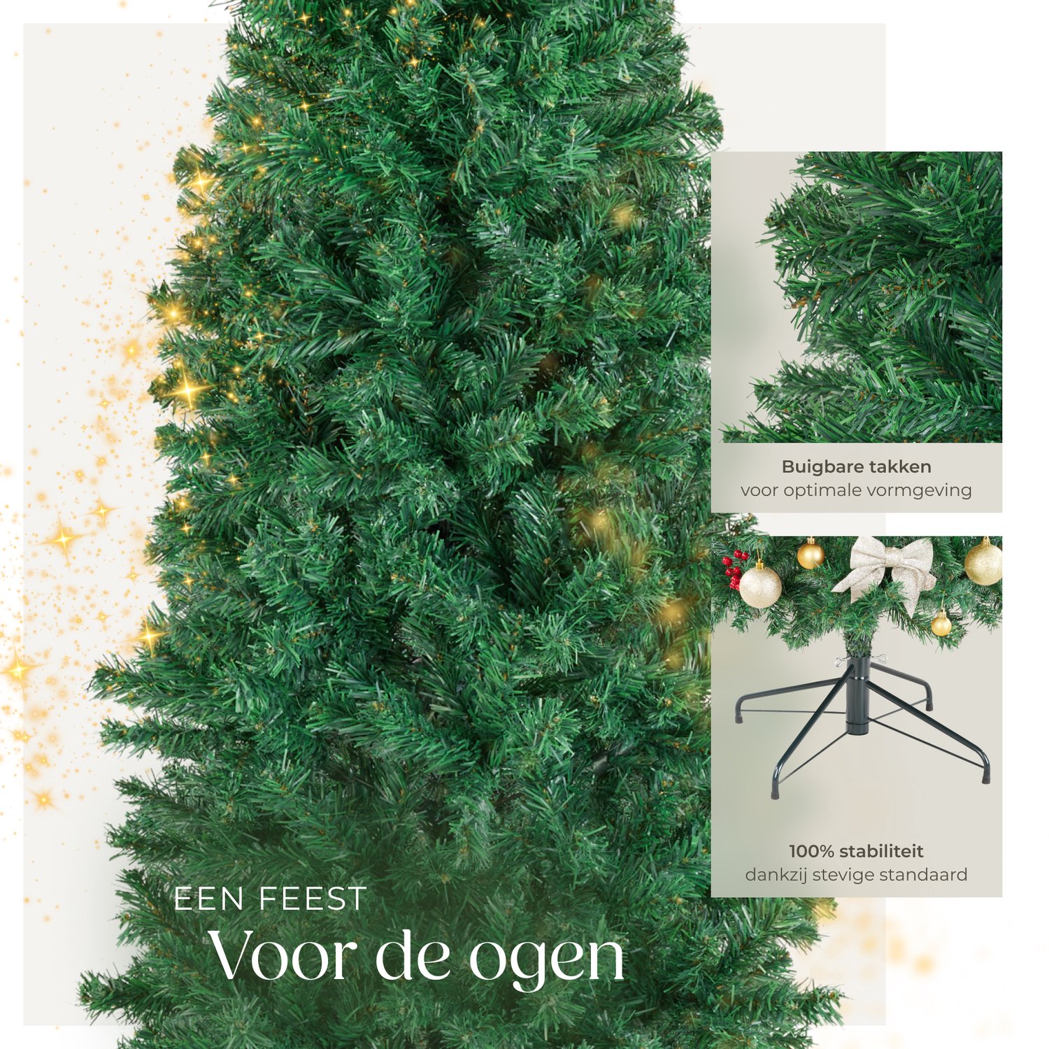 tectake® Kunstkerstboom - Levensecht met flexibele takken - Volumineus - Stabiel en eenvoudig te monteren - Kunstkerstboom als kerstversiering - groen – 736 takken - 180cm – foto 3